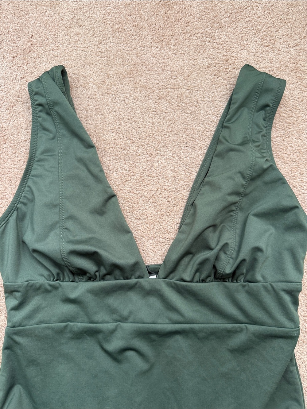 Andie The Mykonos Olive Green Deep V Wireless One Piece Swimsuit Size XL - Picture 2 of 8